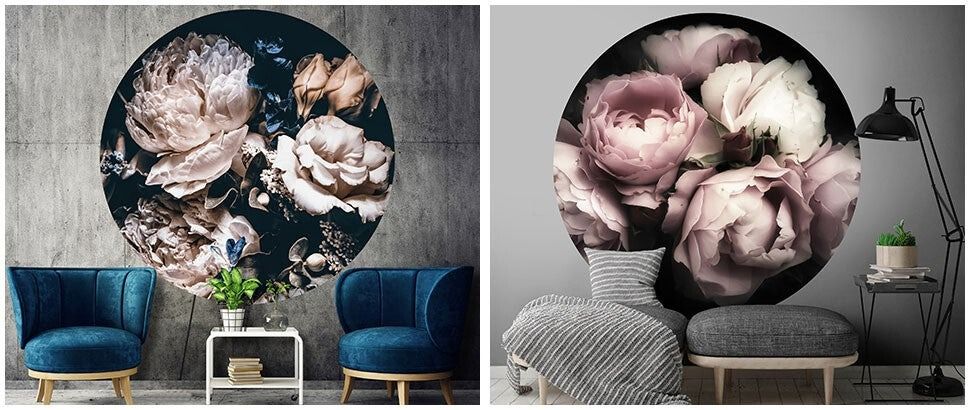 Runde Tapeten mit Blumen