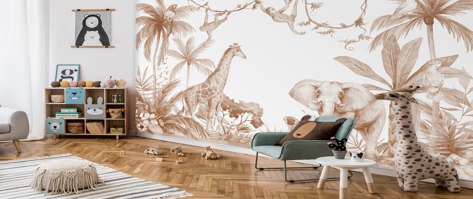 Fototapete mit Dschungel und Tieren kaufen bei Fototapetenkoenig