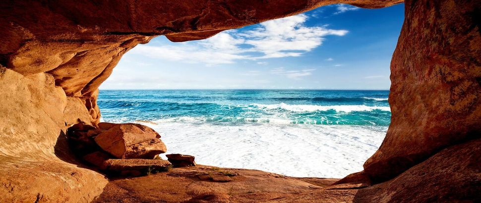 3D Fototapete mit Blick aus einer Höhle
