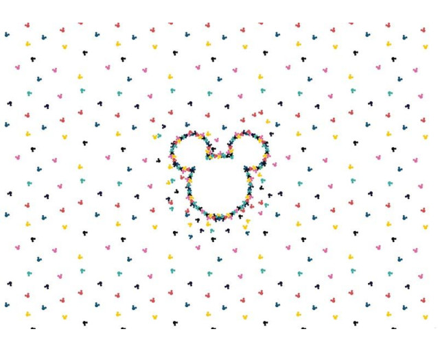 Mickey Mouse Fototapete mit bunten Szenen, ideal für ein fröhliches Zimmer.