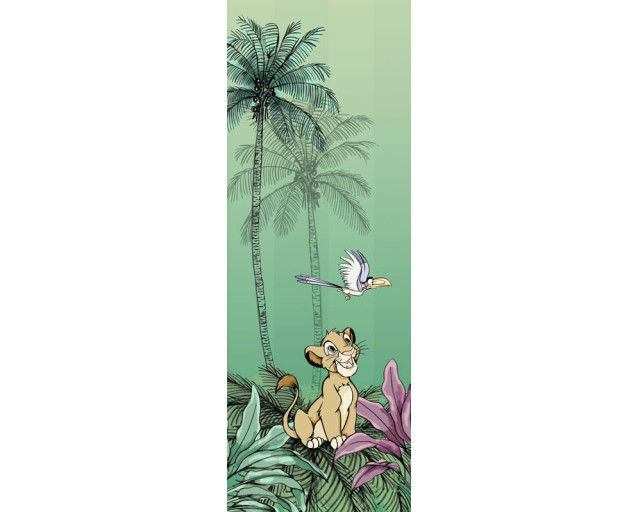 Disney König der Löwen Fototapete mit Simba im Dschungel, ideal für ein abenteuerliches Kinderzimmer.