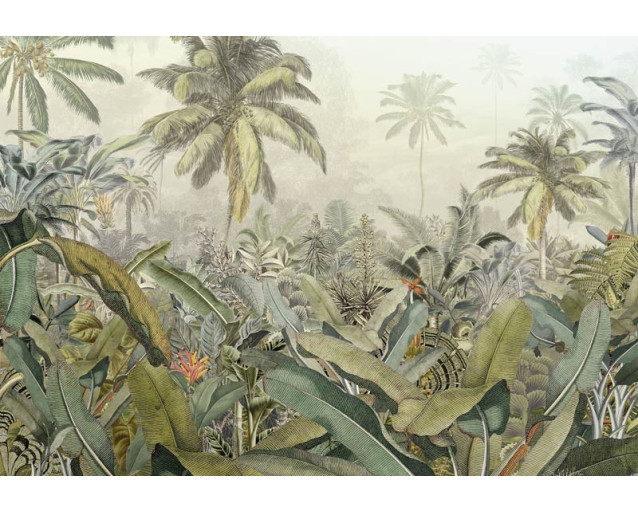 Amazonas-Dschungel-Fototapete, mit dichter Vegetation und tropischen Bäumen, ideal für Naturliebhaber.