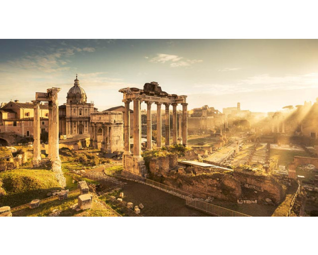 Historische Fototapete des Forum Romanum in Rom, perfekt für einen klassischen Look mit einem Hauch von Geschichte.