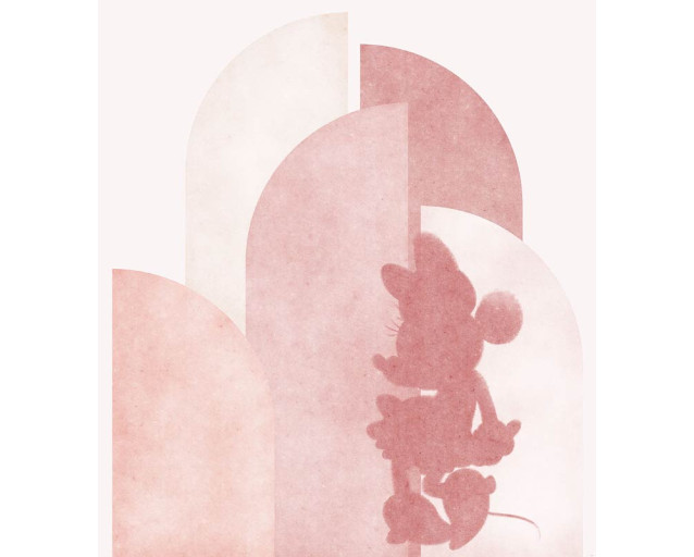 Minnie Creative Ästhetische Fototapete mit einer stilvollen Minnie Mouse in einer künstlerischen Komposition aus Farben und Formen.