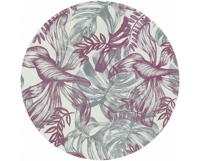 Abstrakte rosa und grüne Blätter auf einer künstlerischen Tapete Kreis gerendert.