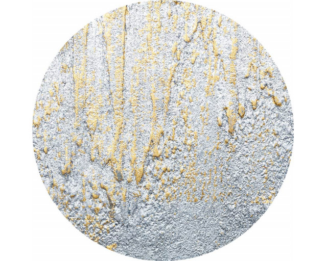 Goldener und silberner Zierputz, wunderschön auf einem Tapetenkreis wiedergegeben.