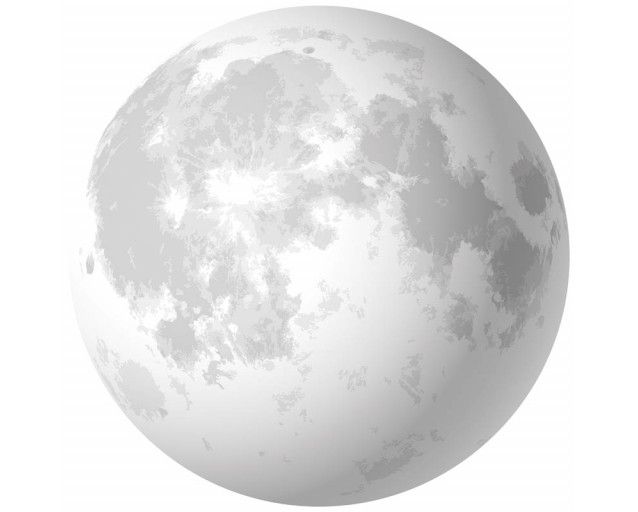 Tapetenkreis mit einer detaillierten Abbildung des Mondes und seiner Oberfläche.