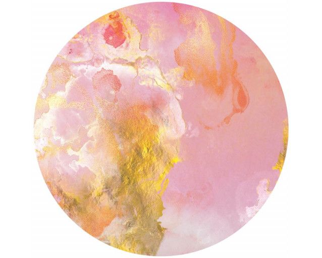 Tapetenkreis mit rosa Marmor und goldenen Akzenten, luxuriöses Design mit edler Ausstrahlung.