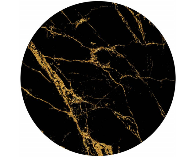 Schwarzer Marmor-Tapetenkreis mit goldenen Details für einen luxuriösen Look.