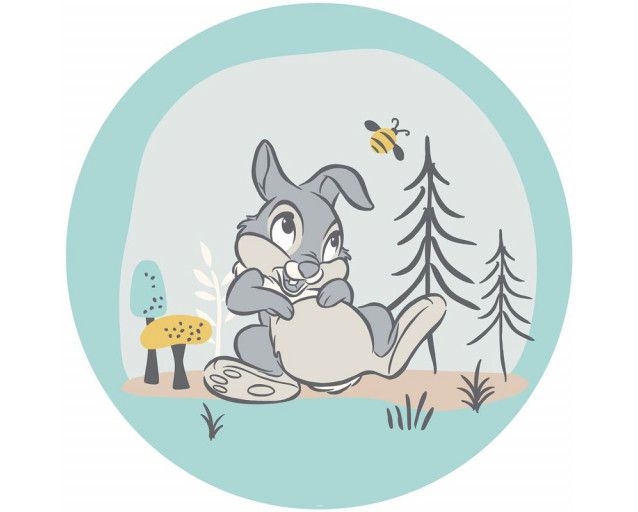 Thumper aus Bambi, liebenswert dargestellt auf einem Disney-Tapetenkreis.