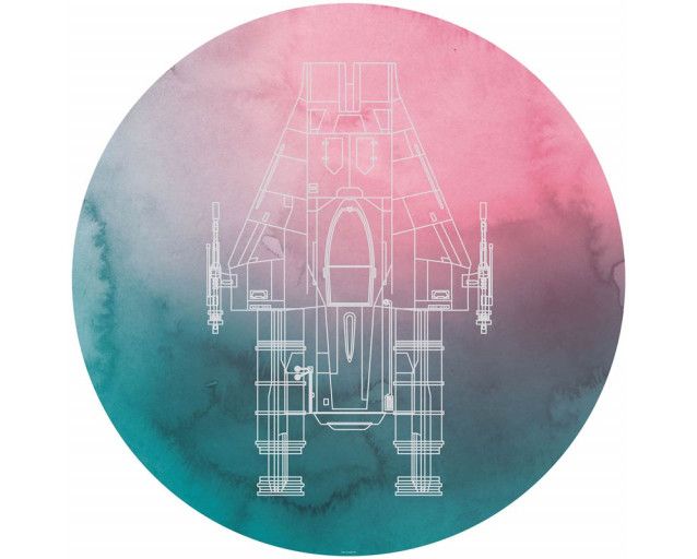 A-Wing Starfighter aus Star Wars, dargestellt auf einem dynamischen Tapetenkreis.