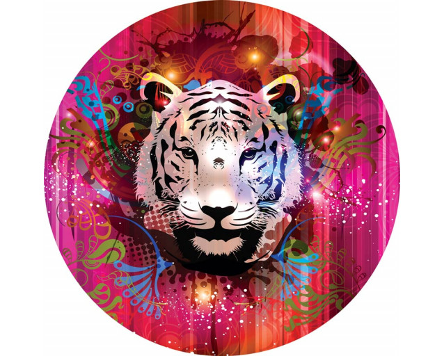 Ein Tiger im Kunst-Stil auf eine einzigartige Tapete Kreis für Tierliebhaber dargestellt.