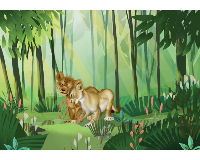 Lion King Dschungel Simba Fototapete, ideal für ein abenteuerliches Kinderzimmer.