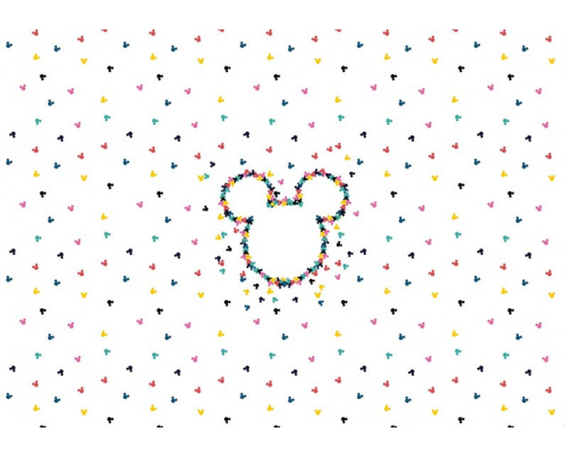 Mickey Mouse Fototapete mit bunten Szenen, ideal für ein fröhliches Zimmer.