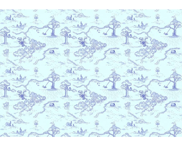 Winnie the Pooh Kinderzimmer Fototapete, mit einem fröhlichen Pooh in einer Waldumgebung.