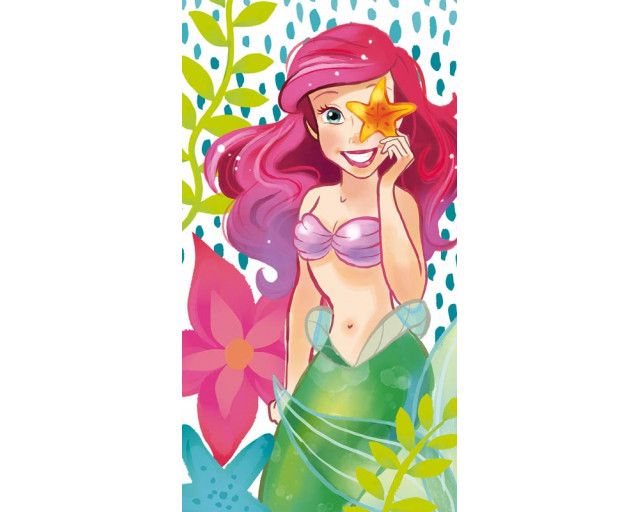 Fototapete mit Ariel als Meeresprinzessin, Seestern-Elementen und bunten Korallenriffen, inspiriert von Disneys Die kleine Meerjungfrau.