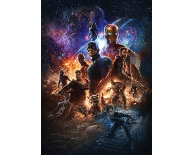 Fototapete Avengers Battle of Worlds, epischer Kampf zwischen Marvel-Helden.