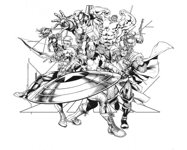 Schwarz-weiße Fototapete von Avengers, mit einem coolen monochromen Marvel-Stil.