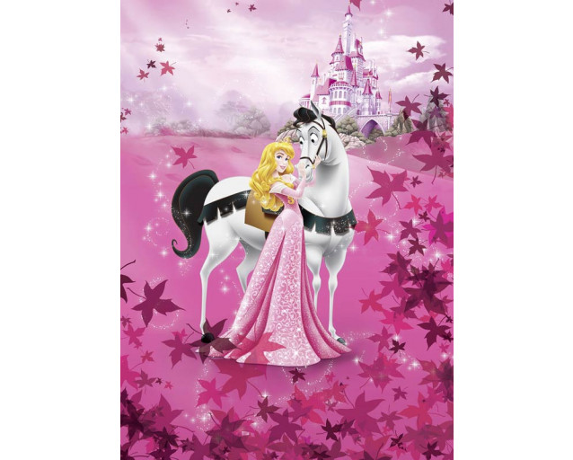 Disney Dornröschen Fototapete mit Prinzessin Aurora in ihrem schönen Kleid, perfekt für ein Mädchenzimmer.