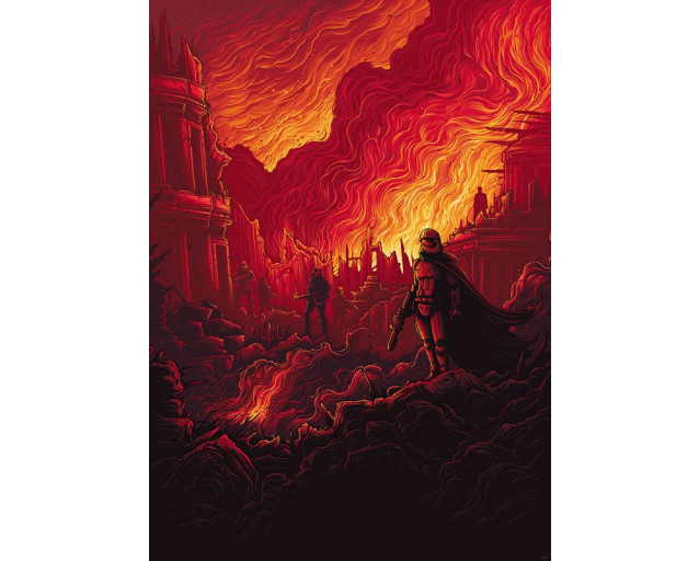 Star Wars First Order Purge Fototapete zeigt die Truppen der Ersten Ordnung in Aktion, mit einer bedrohlichen Atmosphäre und futuristischen Waffen.