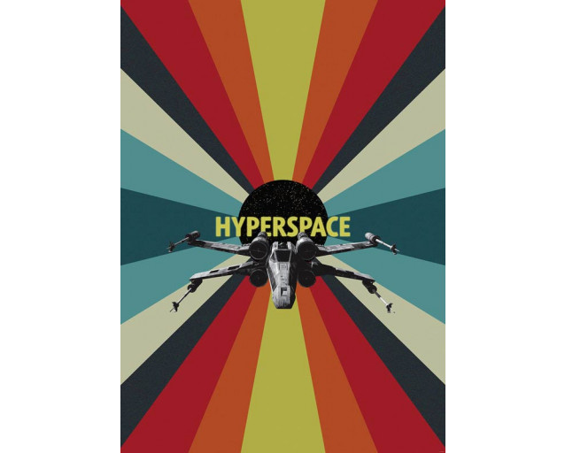 Hyperraum-Fototapete aus Star Wars zeigt einen dynamischen Hypersprung, mit intensiven Farben und Geschwindigkeitseffekten.