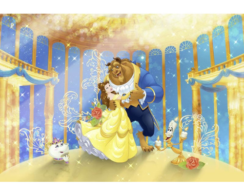 Disney Die Schöne und das Biest Fototapete mit der kultigen Tanzszene, ideal für das Kinderzimmer.
