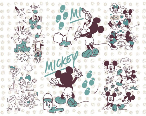 Fototapete Mickey Mouse und Freunde, ideal für ein Kinderzimmer mit Disney-Motiven.