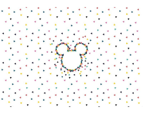 Mickey Mouse Fototapete mit farbenfrohen Szenen, ideal für ein fröhliches Zimmer.
