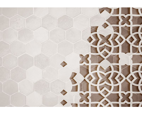 Fotobehang met 3D beton mandala ornament in bruin en beige