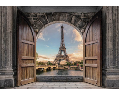 Fototapete mit einer 3D-Ansicht des Eiffelturms in Paris, Variante 1.