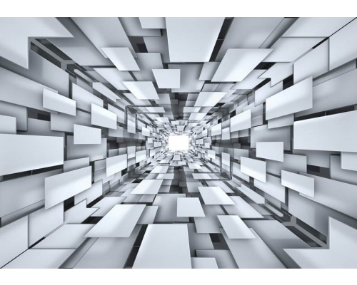 Fototapete eines abstrakten 3D-Tunnels, mit einem futuristischen und modernen Stil.