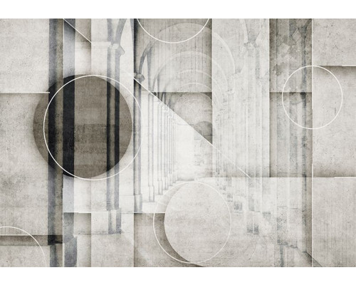 Fotobehang met architectuur in beige met cirkels en vormen