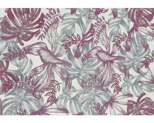 Fototapete mit Blättern in Rosa- und Grüntönen, malerisches und lebendiges Blumendesign mit weichen Details.
