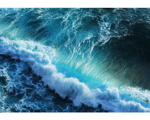 Fotobehang met blauwe golven in een rustgevende sfeer