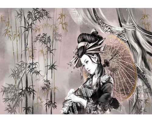 Fotobehang, Geisha Oriënt Bamboe Japan
