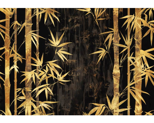 Fototapete aus goldenem Bambus, mit einem luxuriösen und ruhigen Look.