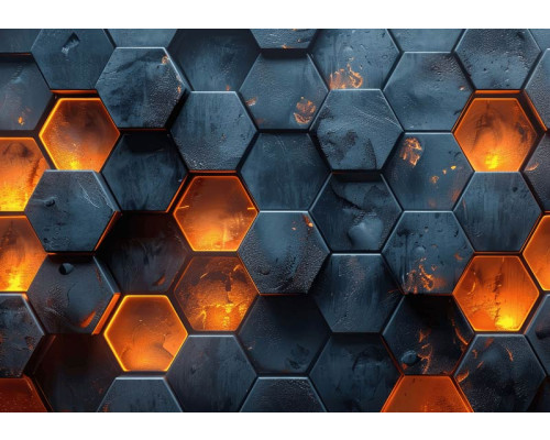 Fototapete mit einem Hexagon-Lavamuster, speziell für Gamer.