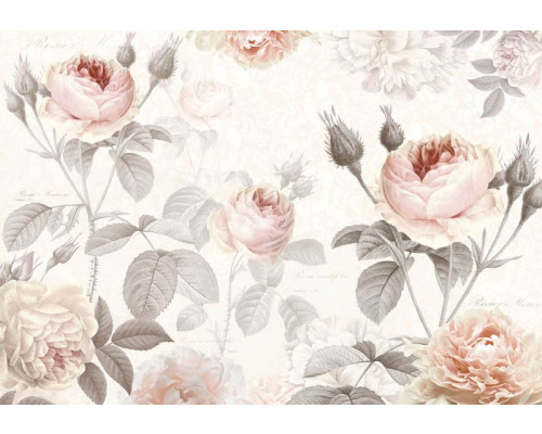La Maison Blumen und Rosen, kunstvoll gerendert in diesem abstrakten Fototapete für eine luxuriöse und romantische Atmosphäre.
