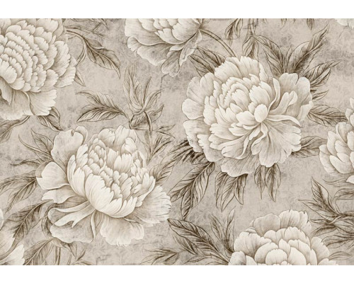 Fototapete mit Pfingstrosen im japanischen Stil mit Schwerpunkt auf Eleganz und Natur.