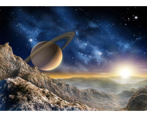 Planet und Sterne im Weltraum Fototapete