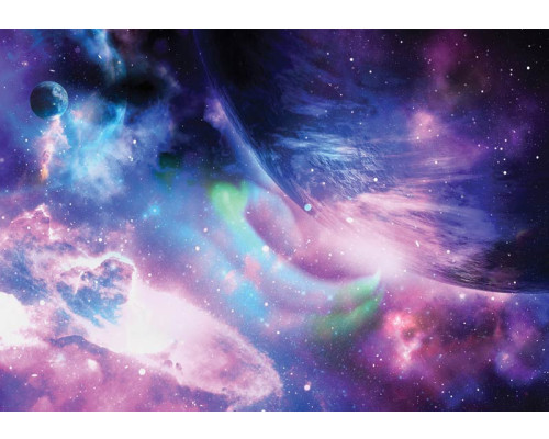 Planeten und Galaxien im Universum auf dieser Fototapete, mit einem tiefen und endlosen Gefühl von Raum.