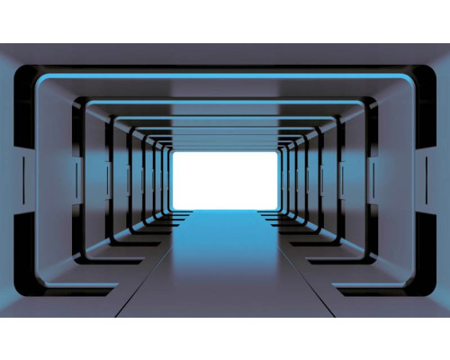 Fototapete eines 3D-Weltraumtunnels mit einer futuristischen und abstrakten Ansicht.
