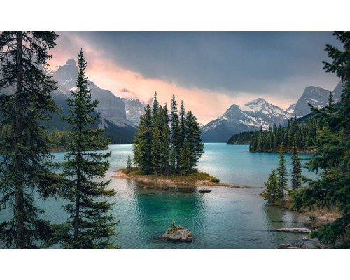 Spirit Island op Maligne Lake im Jasper National Park, Alberta Kanada.