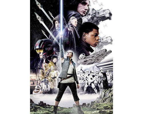 Star Wars-Fototapete über das Gleichgewicht zwischen Gut und Böse, dargestellt in einer mystischen Umgebung.