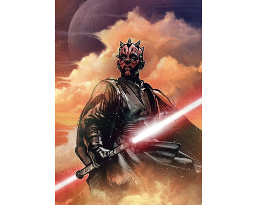 Fototapete von Darth Maul in Aktion, ideal für ein Jugendzimmer mit dem Thema Star Wars.