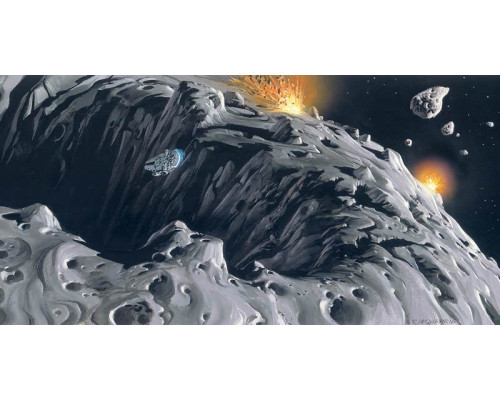 Star Wars klassische Asteroiden-Fototapete, eine Weltraumschlacht mit Asteroiden, perfekt für Sci-Fi-Fans.
