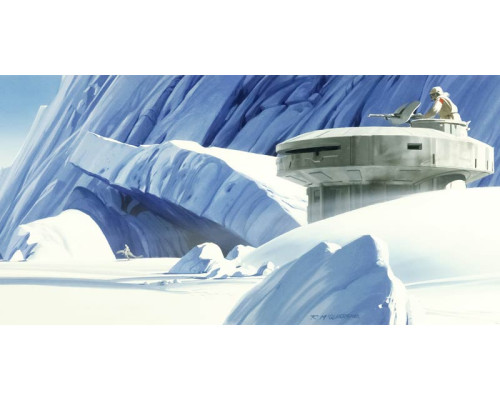 Star Wars Hoth Echo Base Fototapete, die die ikonische Basis in Aktion zeigt.
