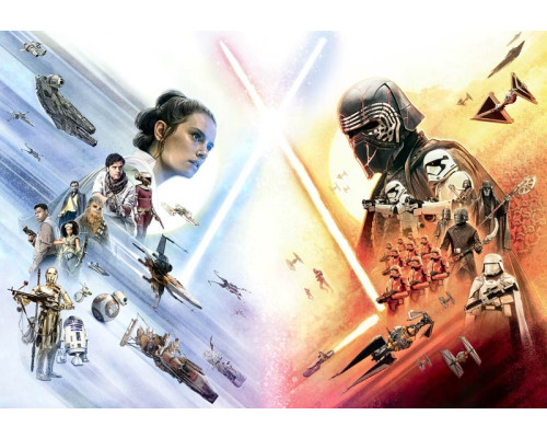 Star Wars Fototapete mit dem Kampf zwischen Gut und Böse, perfekt für Sci-Fi-Fans.