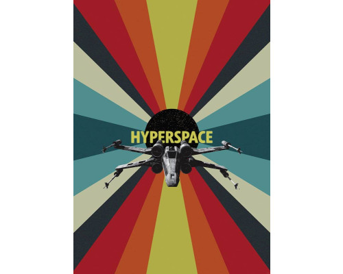 Die Hyperspace-Fototapete aus Star Wars zeigt einen dynamischen Hypersprung, mit intensiven Farben und Geschwindigkeitseffekten.