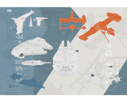 Star Wars technische Pläne Fototapete, ideal für Fans der technischen Seite der Saga.